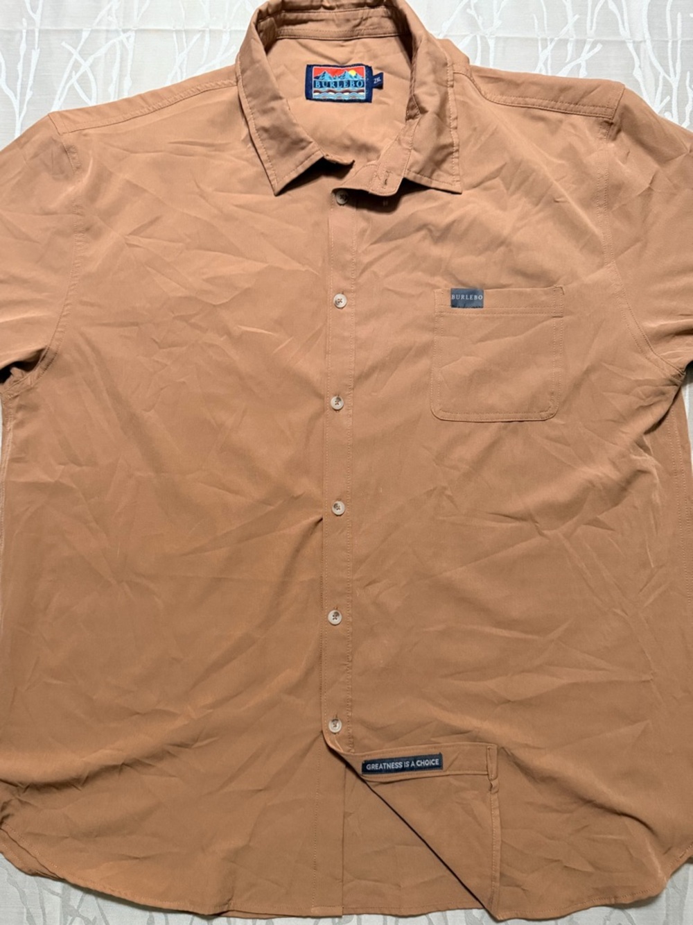 BURLEBO Men’s Short Sleeve Button-Up Shirt - Tan
